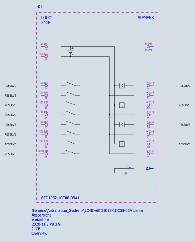 LOGO! 24CE, logic module, display PS/I/O: 24 V/24 V/24 V trans., 8 DI (4 AI)/4 DQ 6ED1052-1CC08-0BA1
