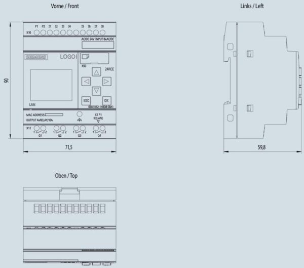 LOGO! 24RCE, logic module,display PS/I/O: 24V AC/DC 24V/relay, 8 DI/4 DQ 6ED1052-1HB08-0BA1