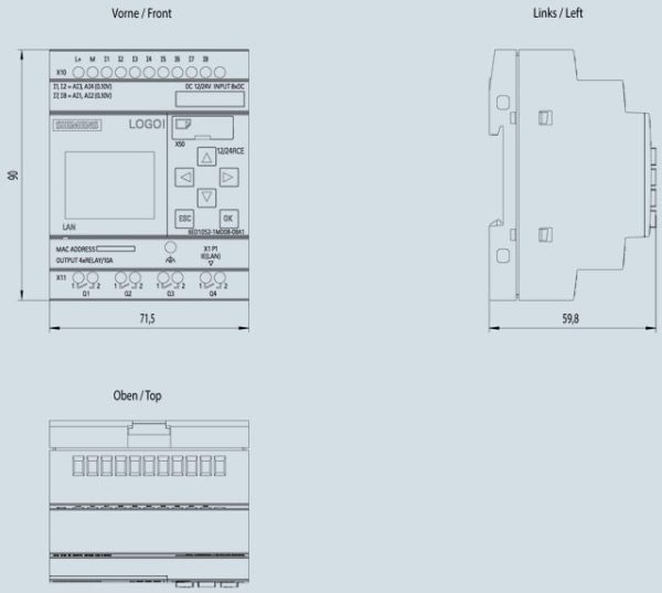 LOGO! 12/24RCE, logic module, display PS/I/O: 12/24VDC/relay, 8 DI (4 AI)/4 DQ 6ED1052-1MD08-0BA1