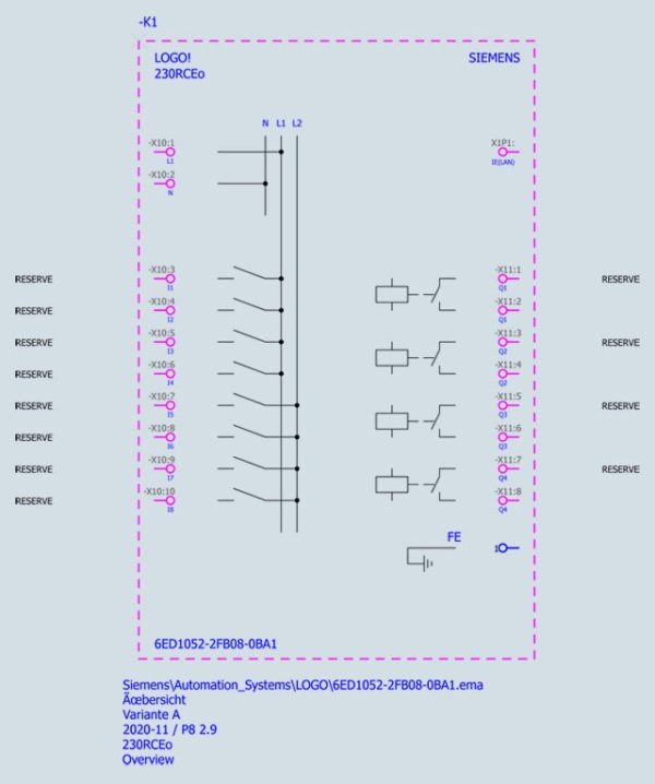 LOGO! 230RCEo, logic module, PS/I/O: 115 V/230 V/relay, 8 DI/4 DQ, without display 6ED1052-2FB08-0BA1