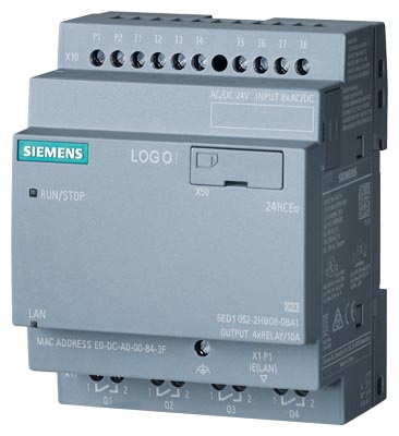 LOGO! 24RCEO (AC), logic module, PS/I/O: DC 24V/24V AC/relay, 8 DI/4 DQ, without display 6ED1052-2HB08-0BA1