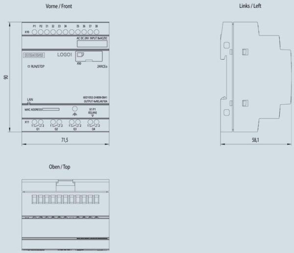 LOGO! 24RCEO (AC), logic module, PS/I/O: DC 24V/24V AC/relay, 8 DI/4 DQ, without display 6ED1052-2HB08-0BA1