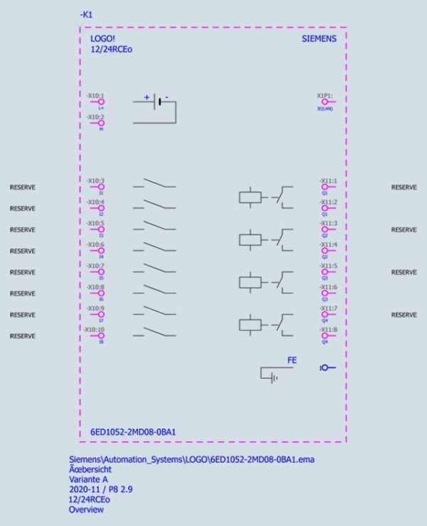 LOGO! 12/24RCEO, logic module, PS/I/O: 12/24VDC/relay, 8 DI (4 AI)/4 DQ, without display 6ED1052-2MD08-0BA1
