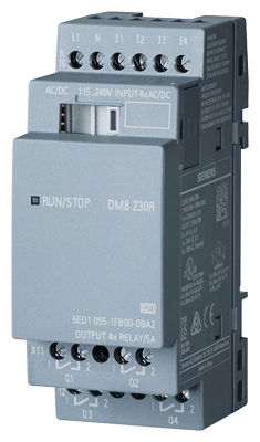 LOGO! DM8 230R expansion module, PS/I/O: 230V/230V/relay, 2 MW, 4 DI/4 DO 6ED1055-1FB00-0BA2