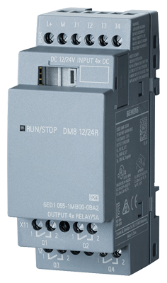 LOGO! DM8 12/24R expansion module, PS/I/O: 12, 24V/12V/24V/relay, 2 MW, 4 DI/4 DO 6ED1055-1MB00-0BA2