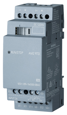 LOGO! AM2 RTD expansion module, PS: 12/24 V DC, 2AI-50...+200°/C Pt100/1000 6ED1055-1MD00-0BA2