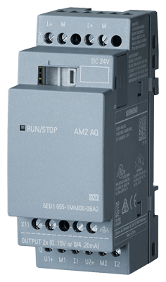 LOGO! AM2 AQ expansion module, PS: 24 V DC, 2 AO, 0-10 V, 0/4-20 mA 6ED1055-1MM00-0BA2