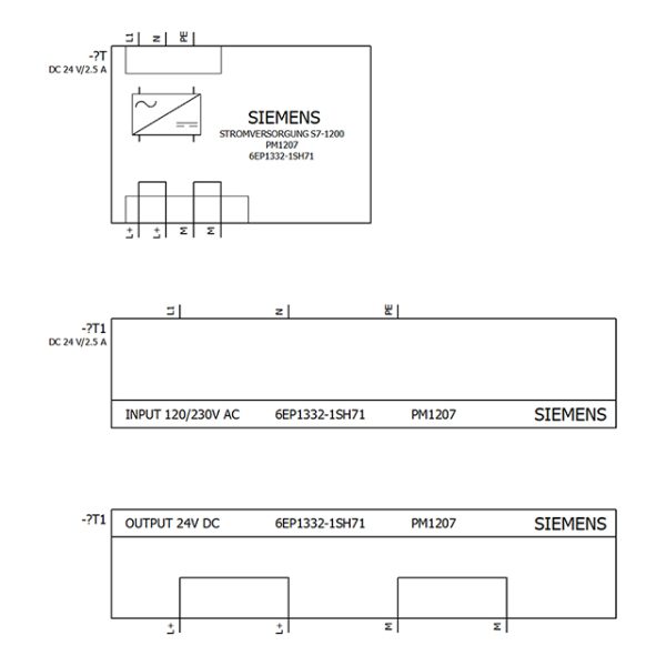 SIMATIC S7-1200 Power Module PM1207 Stabilized power supply input: 120/230 V AC, output: DC 24 V/2,5 A 6EP1332-1SH71