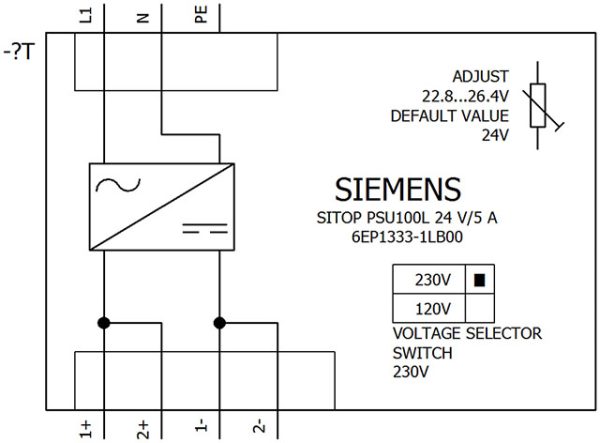 6EP1333-1LB00 SITOP PSU100L 24 V/5 A Stabilized power supply input: 120/230 V AC, output: 24 V DC/5 A 6EP1333-1LB00