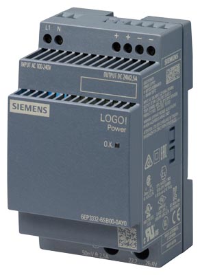 6EP3332-6SB00-0AY0 LOGO!POWER 24 V / 2.5 A Stabilized power supply input: 100-240 V AC output: DC 24 V / 2.5 A 6EP3332-6SB00-0AY0