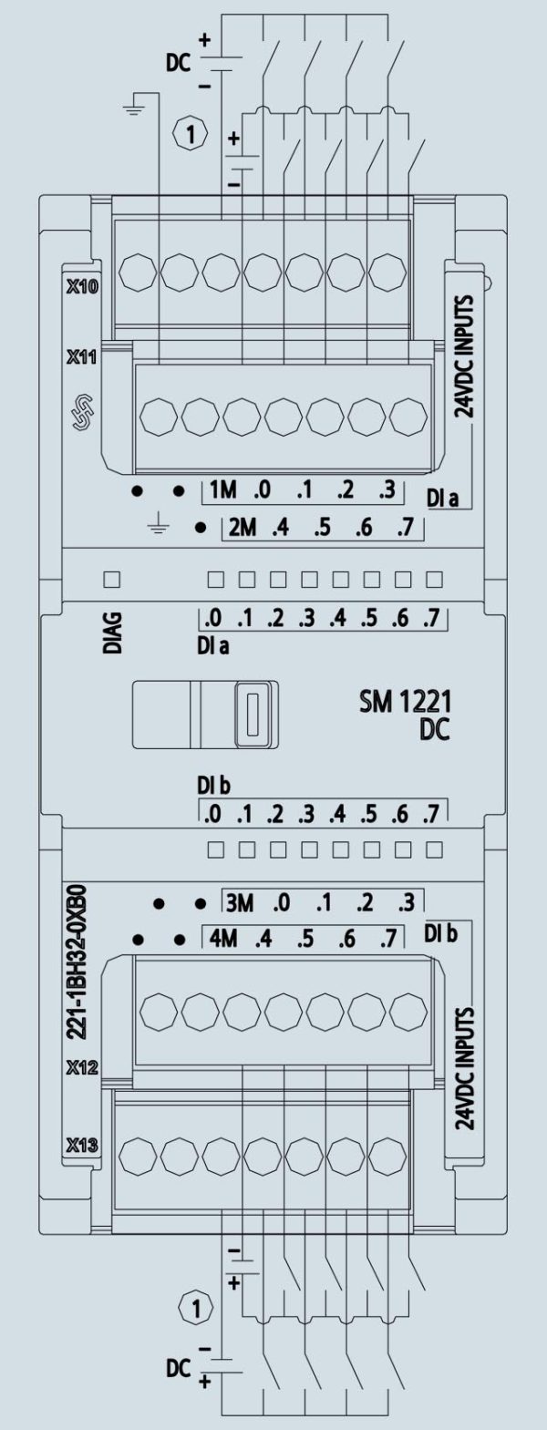 SIMATIC S7-1200, Digital input SM 1221, 16 DI, 24 V DC, Sink/Source 6ES7221-1BH32-0XB0