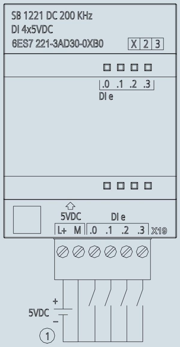 SIMATIC S7-1200, Digital input SB 1221, 4 DI, 5V DC 200kHz, Sourcing input 6ES7221-3AD30-0XB0