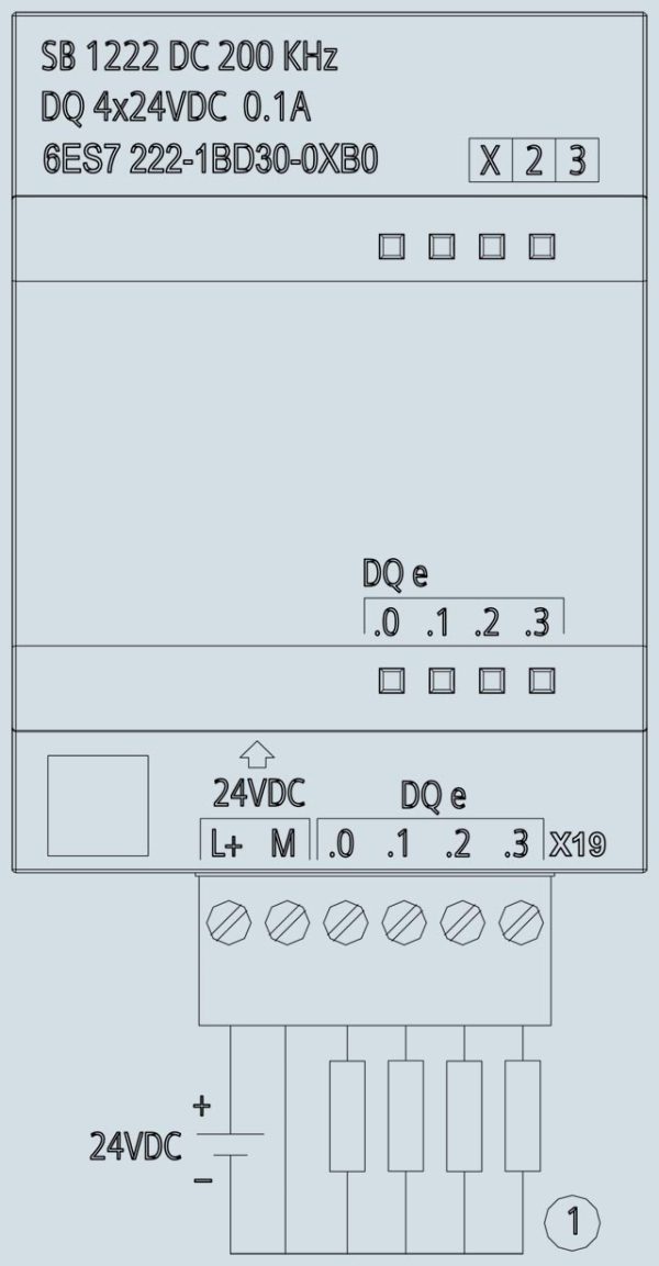 SIMATIC S7-1200, Digital output SB 1222, 4 DQ, 24 V DC 200 kHz 6ES7222-1BD30-0XB0