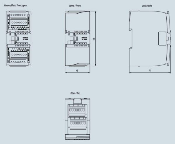 SIMATIC S7-1200, Digital output SM 1222, 16 DO, 24 V DC, sourcing (Sinking Output), NPN transistor 0.5 A 6ES7222-1BH32-1XB0