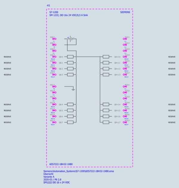 SIMATIC S7-1200, Digital output SM 1222, 16 DO, 24 V DC, sourcing (Sinking Output), NPN transistor 0.5 A 6ES7222-1BH32-1XB0