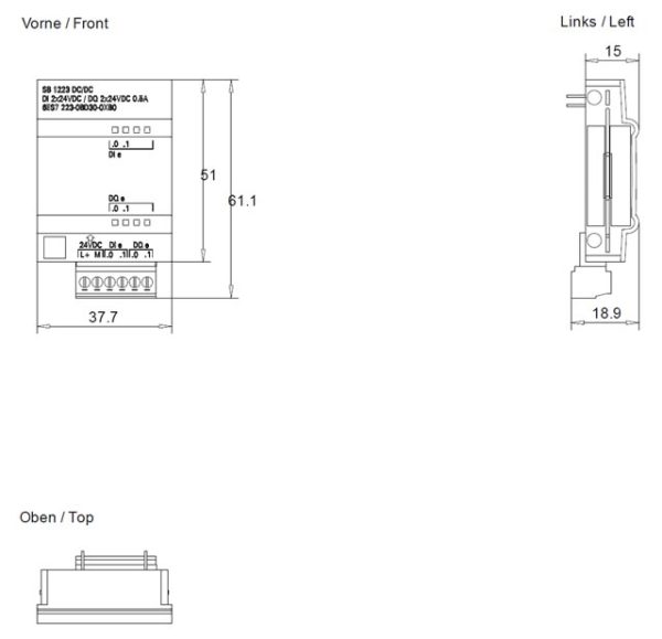 SIMATIC S7-1200, Digital I/O SB 1223, 2 DI/2 DO, 2 DI 24 V DC/2 DO 24 V DC 6ES7223-0BD30-0XB0
