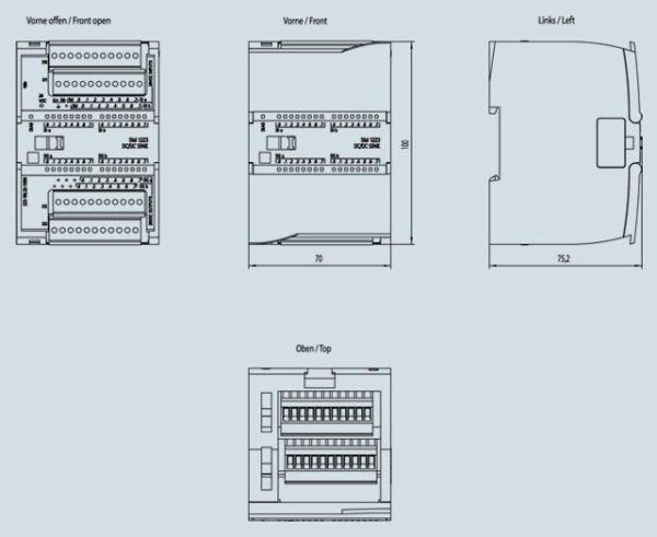 SIMATIC S7-1200, Digital I/O SM 1223, 16 DI/16 DO, 16 DI 24 V DC; sourcing/sinking 6ES7223-1BL32-1XB0