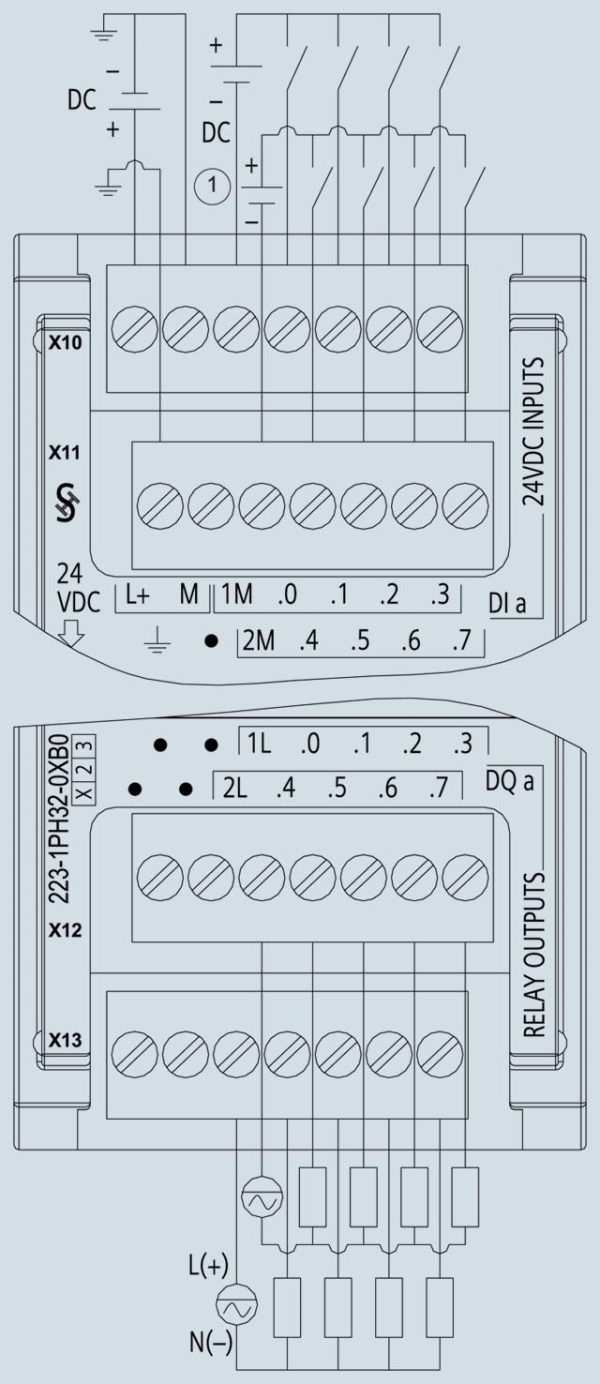 SIMATIC S7-1200, Digital I/O SM 1223, 8 DI/8 DO, 8 DI 24 V DC, Sink/Source, 8 DO, relay 2 A 6ES7223-1PH32-0XB0