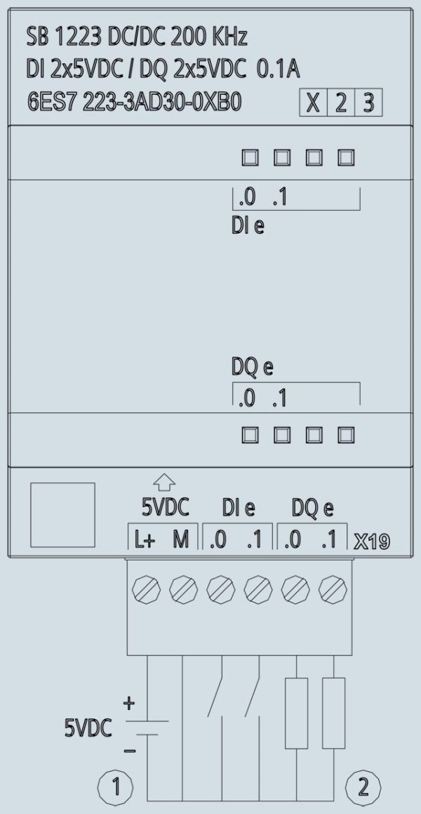 SIMATIC S7-1200, Digital I/O SB 1223, 2 DI/2 DQ, 5V DC 200kHz 6ES7223-3AD30-0XB0