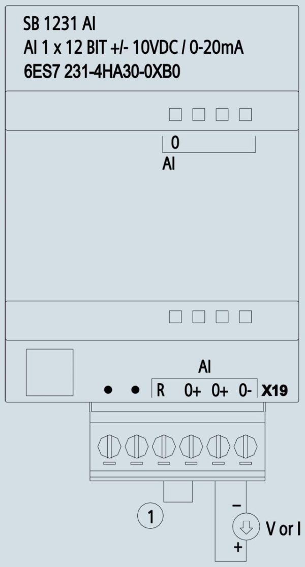 SIMATIC S7-1200, Analog input, SB 1231, 1 AI, +/-10 V DC (12 bit resol.) or 0-20 mA 6ES7231-4HA30-0XB0