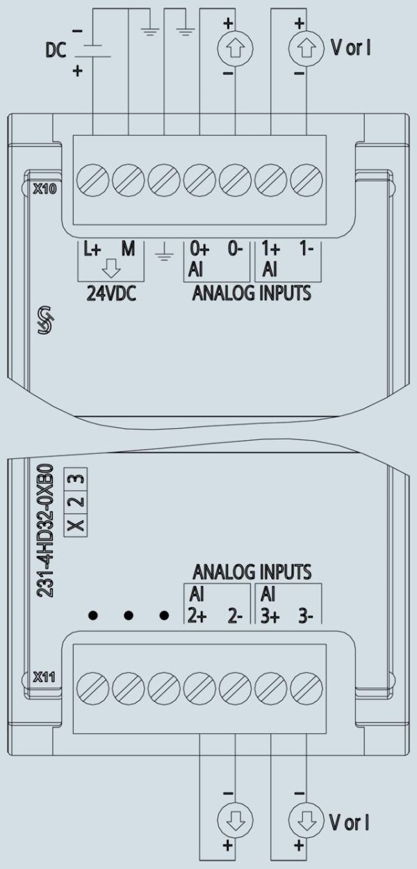SIMATIC S7-1200, Analog input, SM 1231, 4 AI, +/-10 V, +/-5 V, +/-2.5 V, or 0-20 mA/4-20 mA 6ES7231-4HD32-0XB0