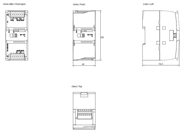 SIMATIC S7-1200, Analog input, SM 1231, 4 AI, +/-10 V, +/-5 V, +/-2.5 V, or 0-20 mA/4-20 mA 6ES7231-4HD32-0XB0