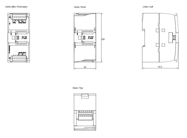 SIMATIC S7-1200, Analog input, SM 1231, 4 AI, +/-10 V, +/-5 V, +/-2.5 V, +/-1.25 or 0-20 mA/4-20 mA 6ES7231-5ND32-0XB0