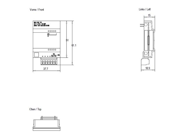 SIMATIC S7-1200, Analog input, SB 1231 TC, 1 AI thermocouples Type J or K 6ES7231-5QA30-0XB0