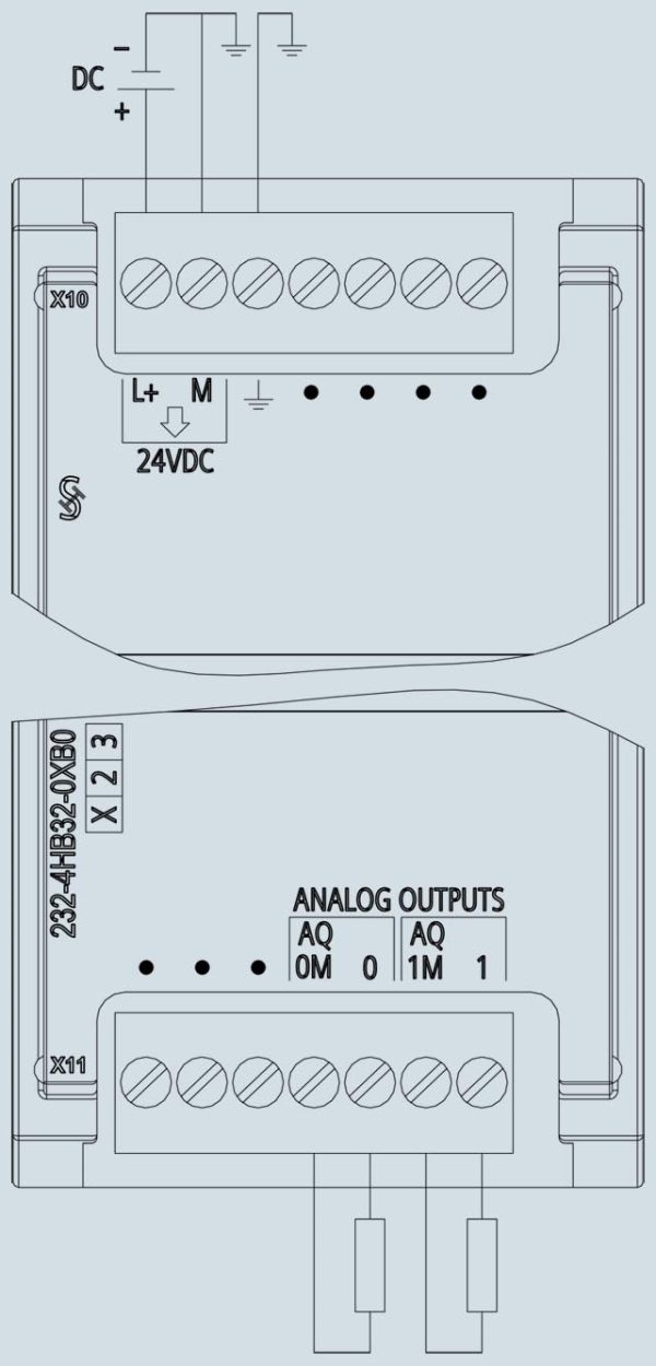 SIMATIC S7-1200, Analog output, SM 1232, 2 AO, +/-10 V, 14-bit resolution, or 0-20 mA/4-20 mA 6ES7232-4HB32-0XB0