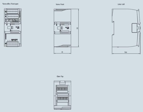 SIMATIC S7-1200, analog I/O SM 1234, 4 AI/2 AO, +/-10 V, 14-bit resolution or 0 (4)-20mA, 13-bit resolution 6ES7234-4HE32-0XB0