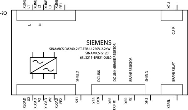 Mô-đun nguồn SINAMICS PM240-2 không lọc, 200-240 V 1 / 3AC + 10 / -10% 47-63Hz, Công suất 1.5kW, Push-through cooler 6SL3211-1PB21-0UL0
